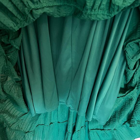 Torrid Green Textured Tiered Maxi Dress Sleeveless Adjustable Strap Boho Prairie - Picture 12 of 14